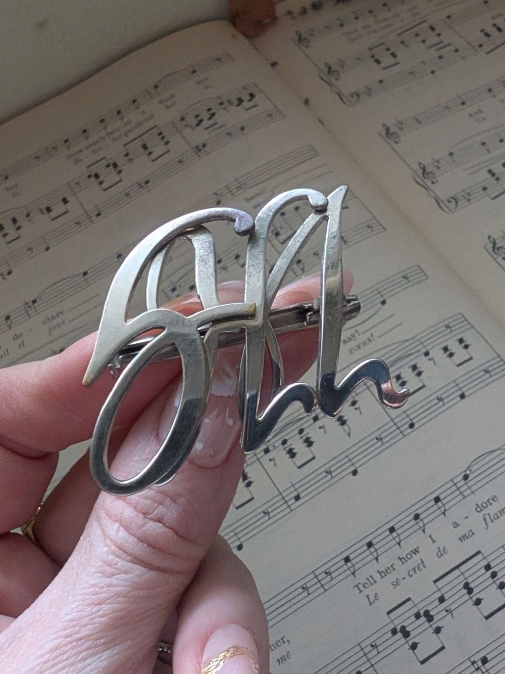 Silver Script Initials Brooch SLL - Men's Accessory - Picture 2 of 10